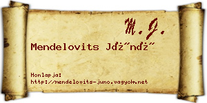 Mendelovits Júnó névjegykártya